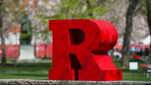 Rutgers R signage as seen on campus