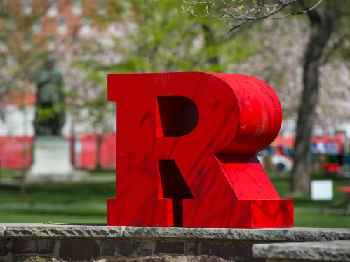 Rutgers R signage as seen on campus